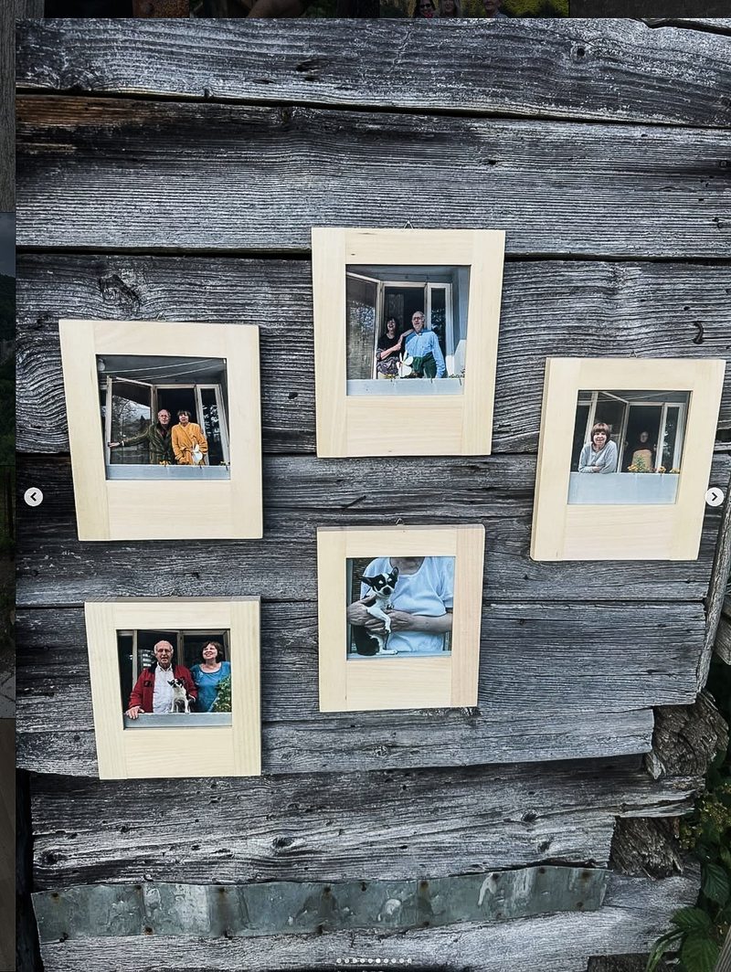 Prints on the log wall of the outbuilding
